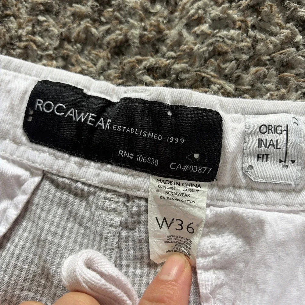 Rocawear Linen Shorts Size 36 Gingham Check Y2K Streetwear 012328